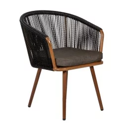 Πολυθρόνα Κήπου  LOFOI Μαύρο/Καφέ Αλουμίνιο/Rattan 60x62x81cm