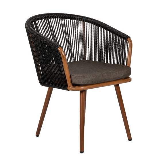 Πολυθρόνα Κήπου LOFOI Μαύρο/Καφέ Αλουμίνιο/Rattan 60x62x81cm Πολυθρόνα Κήπου LOFOI Μαύρο/Καφέ Αλουμίνιο/Rattan 60x62x81cm
