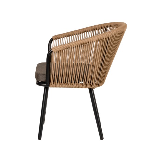 Πολυθρόνα Κήπου  LOFOI Μαύρο/Καφέ Αλουμίνιο/Rattan 60x62x81cm