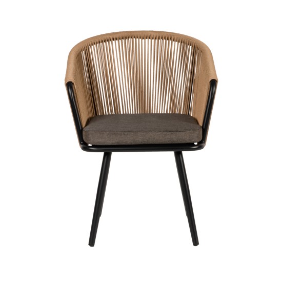 Πολυθρόνα Κήπου  LOFOI Μαύρο/Καφέ Αλουμίνιο/Rattan 60x62x81cm