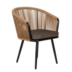 Πολυθρόνα Κήπου  LOFOI Μαύρο/Καφέ Αλουμίνιο/Rattan 60x62x81cm