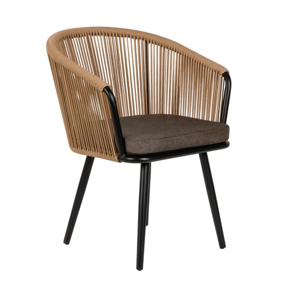 Πολυθρόνα Κήπου  LOFOI Μαύρο/Καφέ Αλουμίνιο/Rattan 60x62x81cm