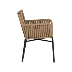 Πολυθρόνα Κήπου  BLUENILE Μπεζ/Μαύρο Αλουμίνιο/Rattan 56x60x83cm