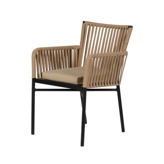 Πολυθρόνα Κήπου BLUENILE Μπεζ/Μαύρο Αλουμίνιο/Rattan 56x60x83cm Πολυθρόνα Κήπου BLUENILE Μπεζ/Μαύρο Αλουμίνιο/Rattan 56x60x83cm
