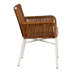 Πολυθρόνα Κήπου  BLUENILE Λευκό/Καφέ Αλουμίνιο/Rattan 49x42x81cm