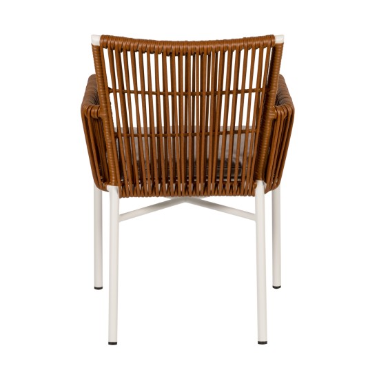 Πολυθρόνα Κήπου  BLUENILE Λευκό/Καφέ Αλουμίνιο/Rattan 49x42x81cm