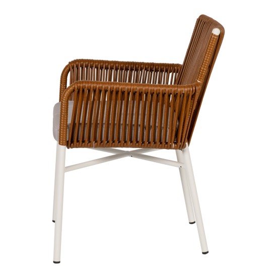 Πολυθρόνα Κήπου  BLUENILE Λευκό/Καφέ Αλουμίνιο/Rattan 49x42x81cm