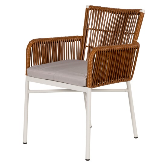 Πολυθρόνα Κήπου  BLUENILE Λευκό/Καφέ Αλουμίνιο/Rattan 49x42x81cm