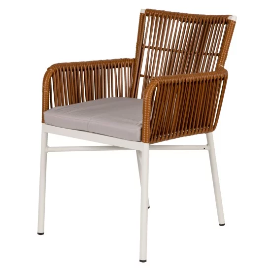 Πολυθρόνα Κήπου  BLUENILE Λευκό/Καφέ Αλουμίνιο/Rattan 49x42x81cm