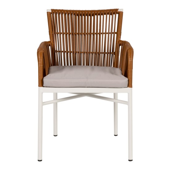 Πολυθρόνα Κήπου  BLUENILE Λευκό/Καφέ Αλουμίνιο/Rattan 49x42x81cm