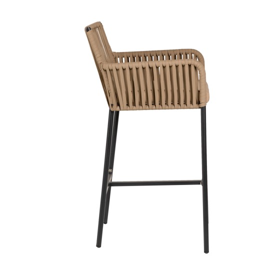 Σκαμπό  KINTAMPO Μπεζ/Μαύρο Αλουμίνιο/Rattan 55x58x108cm