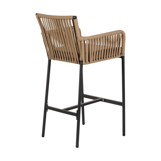 Σκαμπό  KINTAMPO Μπεζ/Μαύρο Αλουμίνιο/Rattan 55x58x108cm