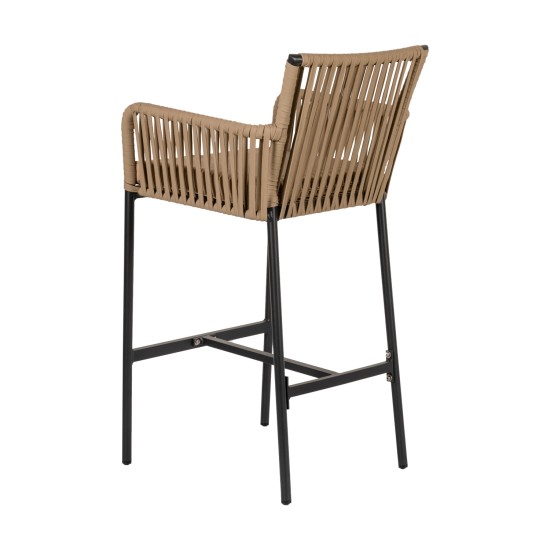 Σκαμπό  KINTAMPO Μπεζ/Μαύρο Αλουμίνιο/Rattan 55x58x108cm