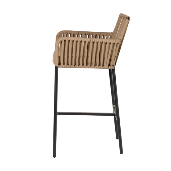 Σκαμπό  KINTAMPO Μπεζ/Μαύρο Αλουμίνιο/Rattan 55x58x108cm