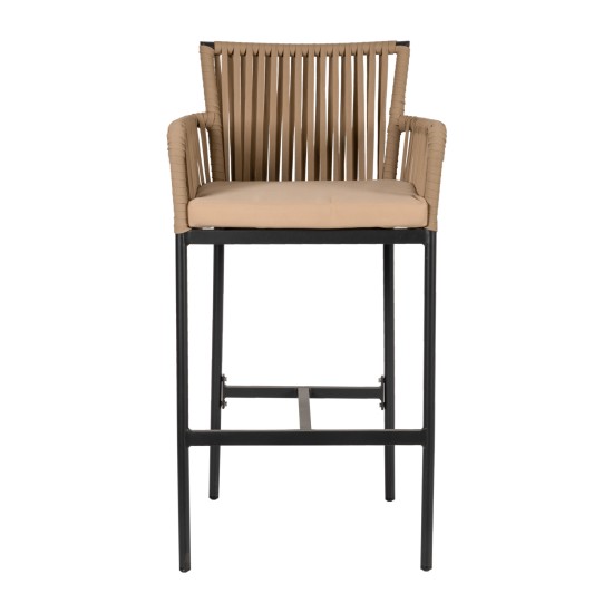 Σκαμπό  KINTAMPO Μπεζ/Μαύρο Αλουμίνιο/Rattan 55x58x108cm