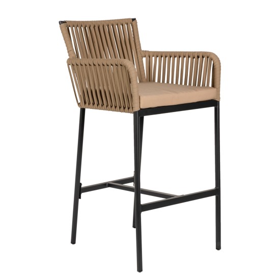 Σκαμπό  KINTAMPO Μπεζ/Μαύρο Αλουμίνιο/Rattan 55x58x108cm