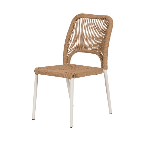 Καρέκλα Κήπου  TINKISSO Λευκό/Φυσικό Αλουμίνιο/Rattan 45x63x82cm