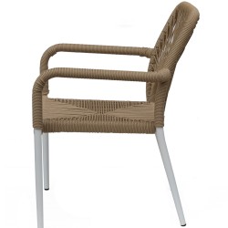 Πολυθρόνα Κήπου  TINKISSO Λευκό/Φυσικό Αλουμίνιο/Rattan 57x63x82cm