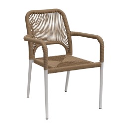 Πολυθρόνα Κήπου  TINKISSO Λευκό/Φυσικό Αλουμίνιο/Rattan 57x63x82cm