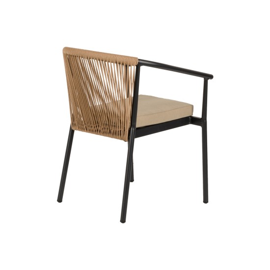 Πολυθρόνα Κήπου  MANDRAKA Μαύρο/Φυσικό Αλουμίνιο/Rattan 57x61x78cm