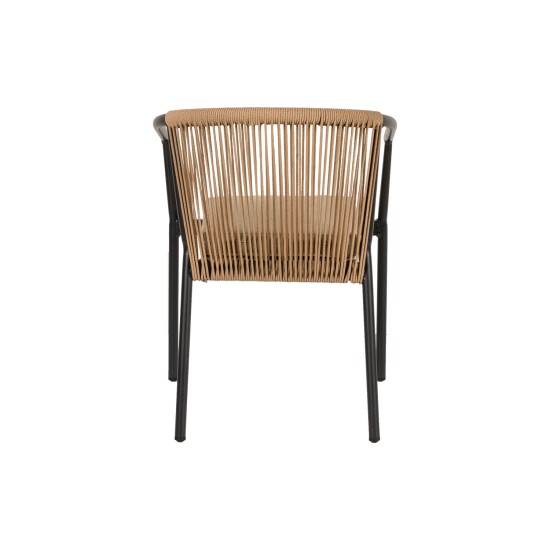 Πολυθρόνα Κήπου  MANDRAKA Μαύρο/Φυσικό Αλουμίνιο/Rattan 57x61x78cm