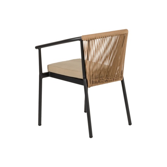 Πολυθρόνα Κήπου  MANDRAKA Μαύρο/Φυσικό Αλουμίνιο/Rattan 57x61x78cm