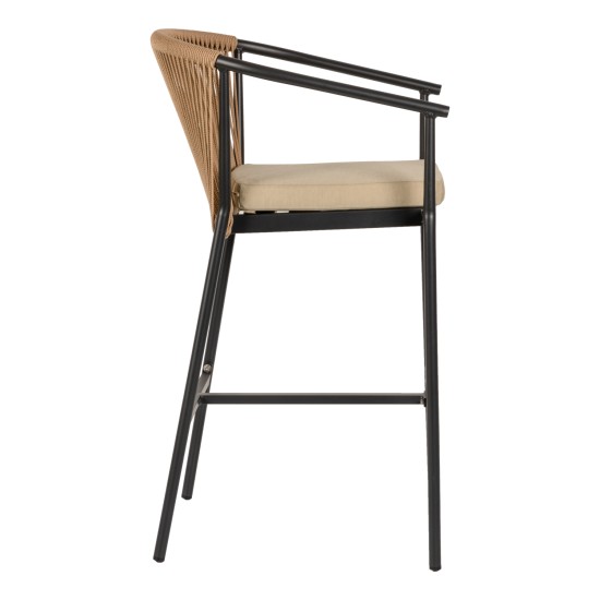 Σκαμπό  MANDRAKA Μαύρο/Φυσικό Αλουμίνιο/Rattan 56x63x108cm
