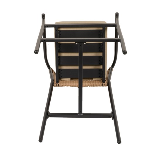 Σκαμπό  MANDRAKA Μαύρο/Φυσικό Αλουμίνιο/Rattan 56x63x108cm