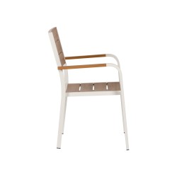 Πολυθρόνα Κήπου  GOUINA Λευκό/Καρυδί Αλουμίνιο/Ξύλο 55x55x86cm Πολυθρόνα Κήπου  GOUINA Λευκό/Καρυδί Αλουμίνιο/Ξύλο 55x55x86cm