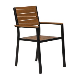 Πολυθρόνα Κήπου  OUZOUD Γκρι/Καρυδί Αλουμίνιο/Ξύλο 57x57x84cm Πολυθρόνα Κήπου  OUZOUD Γκρι/Καρυδί Αλουμίνιο/Ξύλο 57x57x84cm