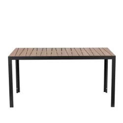 Τραπέζι Κήπου  OUZOUD Μαύρο/Καρυδί Αλουμίνιο/Ξύλο 150x90x74cm