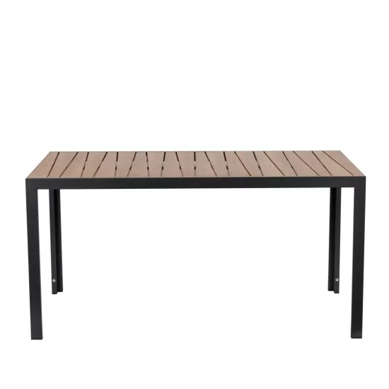 Τραπέζι Κήπου  OUZOUD Μαύρο/Καρυδί Αλουμίνιο/Ξύλο 150x90x74cm