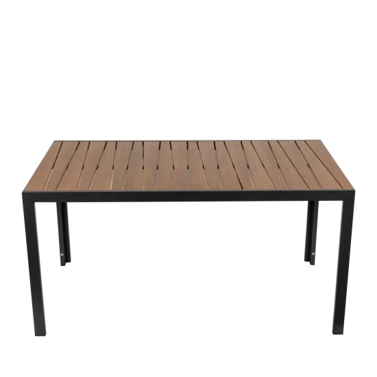 Τραπέζι Κήπου  OUZOUD Μαύρο/Καρυδί Αλουμίνιο/Ξύλο 150x90x74cm