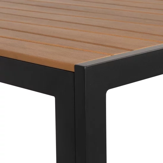 Τραπέζι Κήπου  OUZOUD Μαύρο/Καρυδί Αλουμίνιο/Ξύλο 150x90x74cm