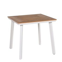 Τραπέζι Κήπου  EPUPA Λευκό/Καρυδί Αλουμίνιο/Ξύλο 80x80x73cm