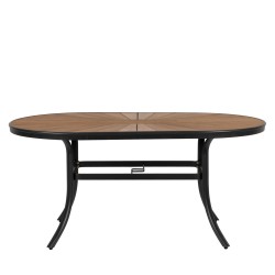 Τραπέζι Κήπου  RUSUMO Μαύρο/Καρυδί Αλουμίνιο/Ξύλο 150x90x73cm