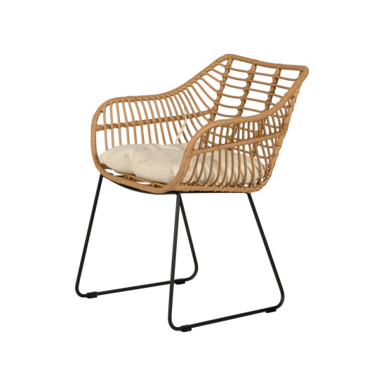 Πολυθρόνα Κήπου KALAMBO Φυσικό/Μαύρο Αλουμίνιο/Rattan 56x57x81cm Πολυθρόνα Κήπου KALAMBO Φυσικό/Μαύρο Αλουμίνιο/Rattan 56x57x81cm