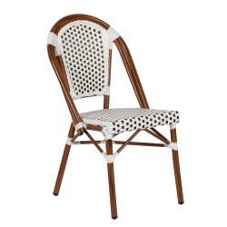 Καρέκλα Κήπου  MUTARAZI Λευκό/Μαύρο Αλουμίνιο/Rattan 50x57x85cm Καρέκλα Κήπου  MUTARAZI Λευκό/Μαύρο Αλουμίνιο/Rattan 50x57x85cm