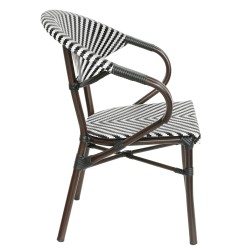 Πολυθρόνα Κήπου  KIYOSHI Λευκό/Μαύρο/Καφέ Μπαμπού/Rattan 57x60x82cm Πολυθρόνα Κήπου  KIYOSHI Λευκό/Μαύρο/Καφέ Μπαμπού/Rattan 57x60x82cm