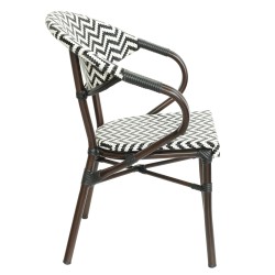 Πολυθρόνα Κήπου  HARUTO Λευκό/Μαύρο/Καφέ Μπαμπού/Rattan 57x57x82cm Πολυθρόνα Κήπου  HARUTO Λευκό/Μαύρο/Καφέ Μπαμπού/Rattan 57x57x82cm