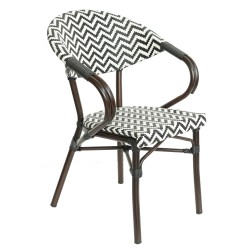 Πολυθρόνα Κήπου  HARUTO Λευκό/Μαύρο/Καφέ Μπαμπού/Rattan 57x57x82cm Πολυθρόνα Κήπου  HARUTO Λευκό/Μαύρο/Καφέ Μπαμπού/Rattan 57x57x82cm