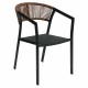 Πολυθρόνα Κήπου  FIJI Μαύρο/Φυσικό Αλουμίνιο/Rattan 56x60x78cm