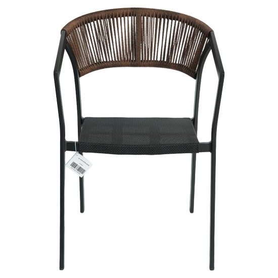 Πολυθρόνα Κήπου  FIJI Μαύρο/Φυσικό Αλουμίνιο/Rattan 56x60x78cm