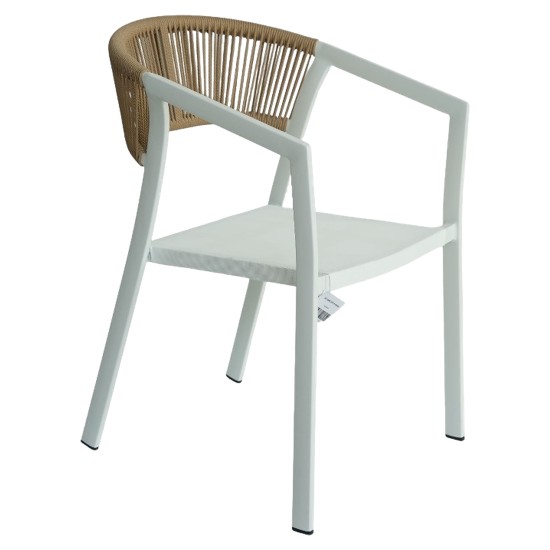 Πολυθρόνα Κήπου  FIJI Λευκό/Φυσικό Αλουμίνιο/Rattan 56x60x78cm