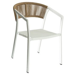 Πολυθρόνα Κήπου  FIJI Λευκό/Φυσικό Αλουμίνιο/Rattan 56x60x78cm