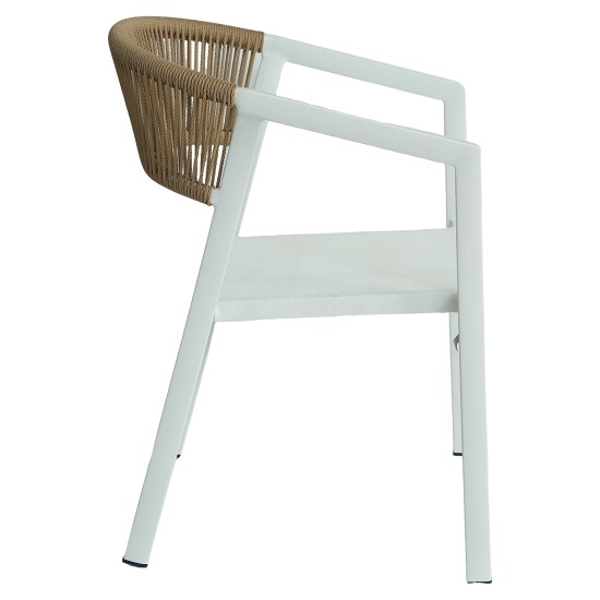 Πολυθρόνα Κήπου  FIJI Λευκό/Φυσικό Αλουμίνιο/Rattan 56x60x78cm