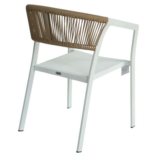 Πολυθρόνα Κήπου  FIJI Λευκό/Φυσικό Αλουμίνιο/Rattan 56x60x78cm