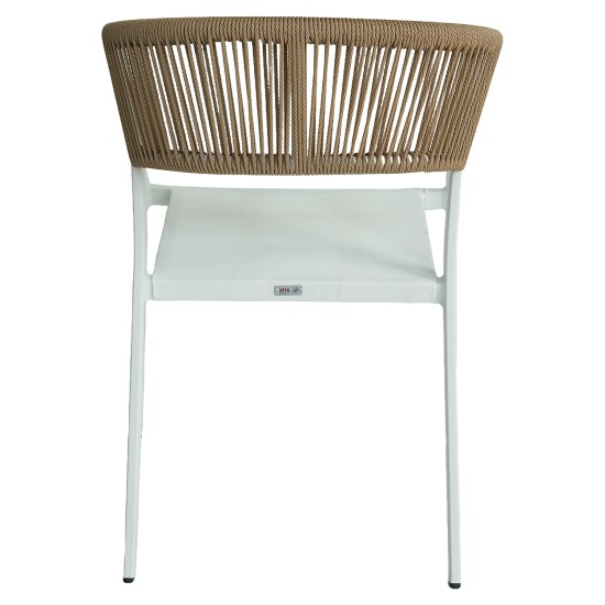 Πολυθρόνα Κήπου  FIJI Λευκό/Φυσικό Αλουμίνιο/Rattan 56x60x78cm