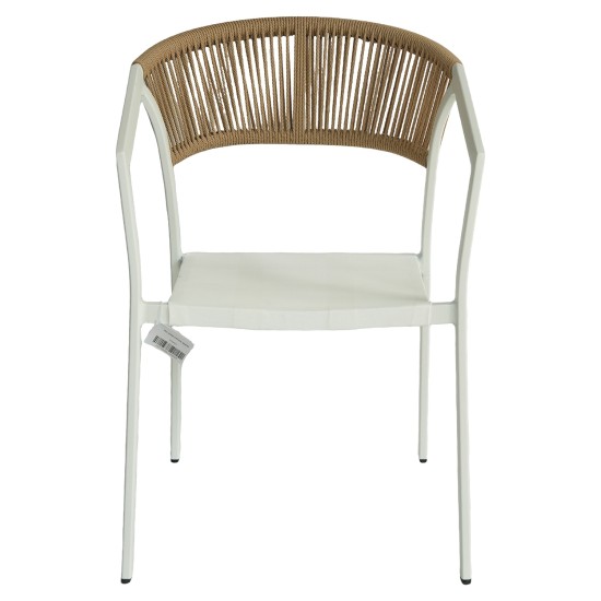 Πολυθρόνα Κήπου  FIJI Λευκό/Φυσικό Αλουμίνιο/Rattan 56x60x78cm