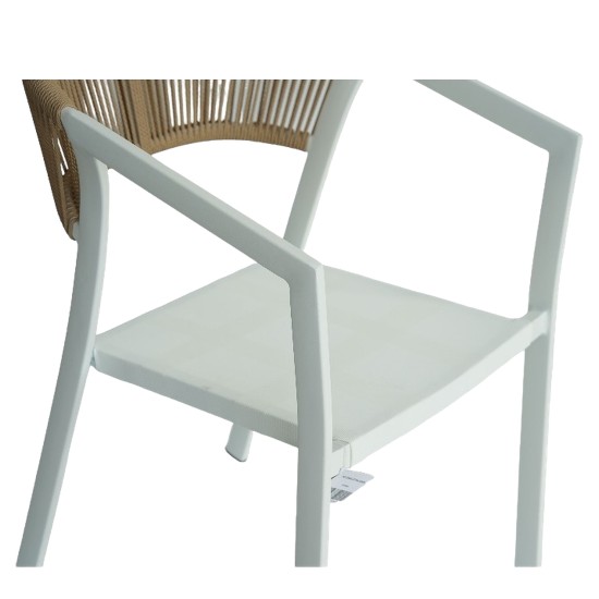 Πολυθρόνα Κήπου  FIJI Λευκό/Φυσικό Αλουμίνιο/Rattan 56x60x78cm